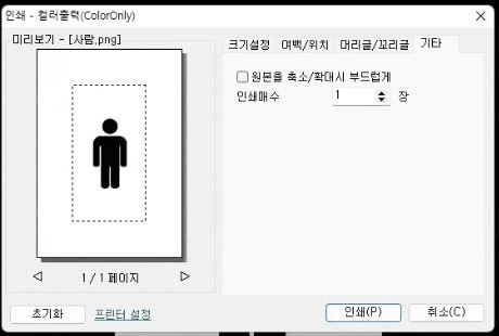 매수 지정 후 인쇄