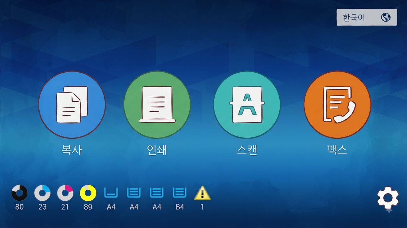 복합기 메인 화면에서 인쇄 메뉴 선택