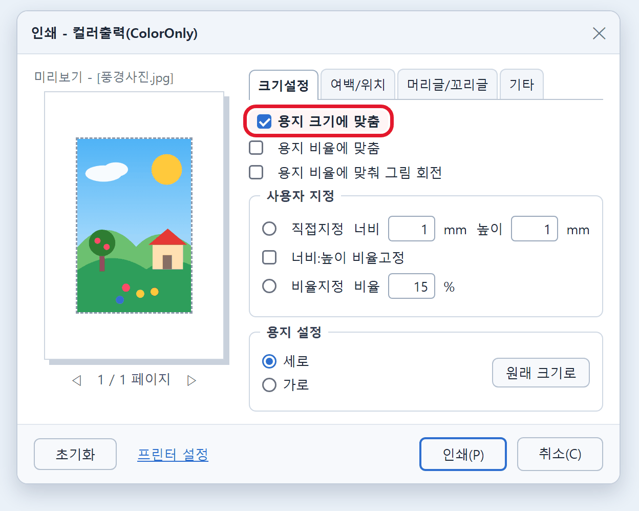 크기 설정