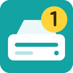 The '1번복합기스캔함' (Machine 1 scan folder) icon on the desktop: a teal background with a printer and the number 1